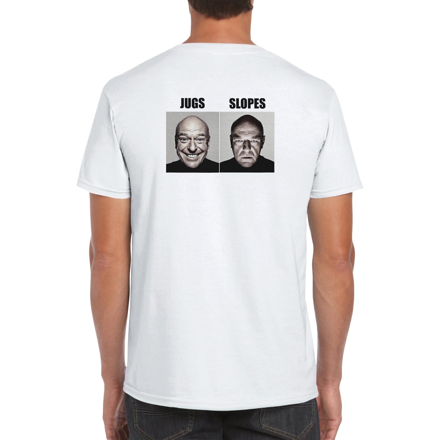 Funny climbing shirt – Jugs Vs Slopes T Shirt Backside