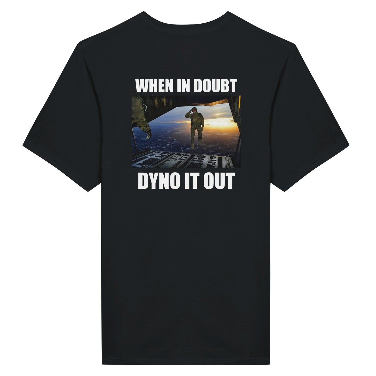 Funny climbing shirt – Kopie Van When In Doubt Dyno It Out T Shirt Backside