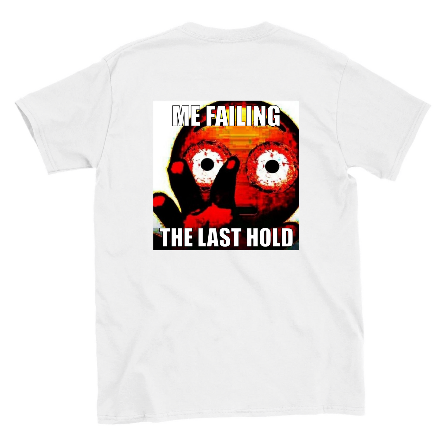 Funny climbing shirt – Me Failing Last Hold T Shirt Backside
