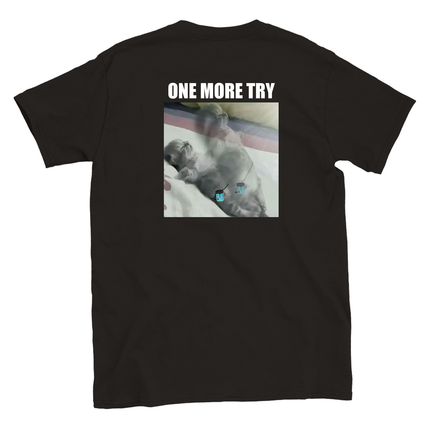 Funny climbing shirt with resurrected cat – one more try meme design for boulderers