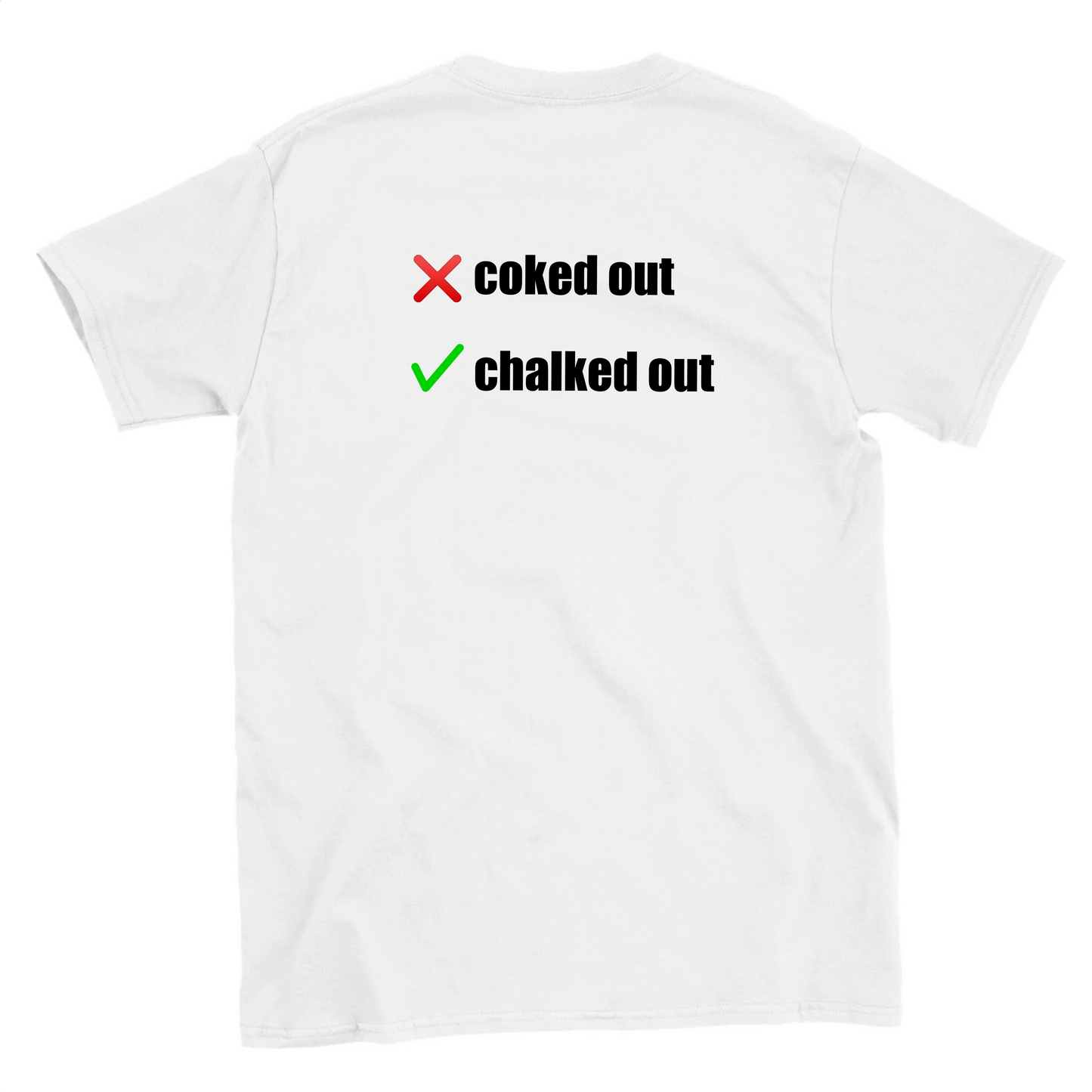 Chalked Out climbing meme tee – Funny climbing shirt design for boulderers