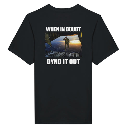 Funny climbing shirt – Kopie Van When In Doubt Dyno It Out T Shirt Backside