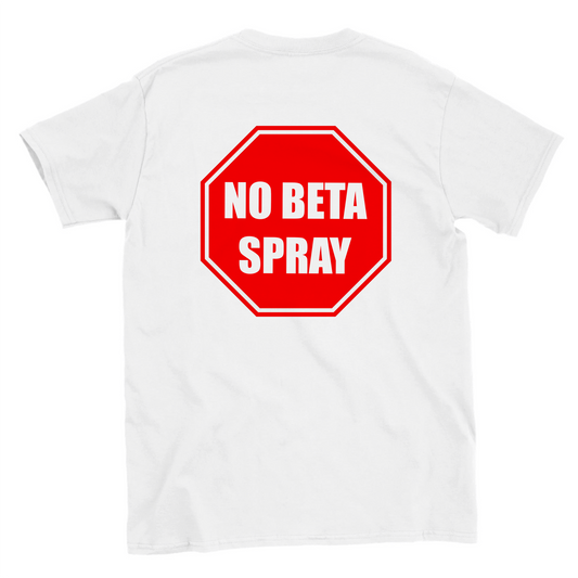 Funny climbing shirt with stop sign that says no beta spray – meme tee for boulderers
