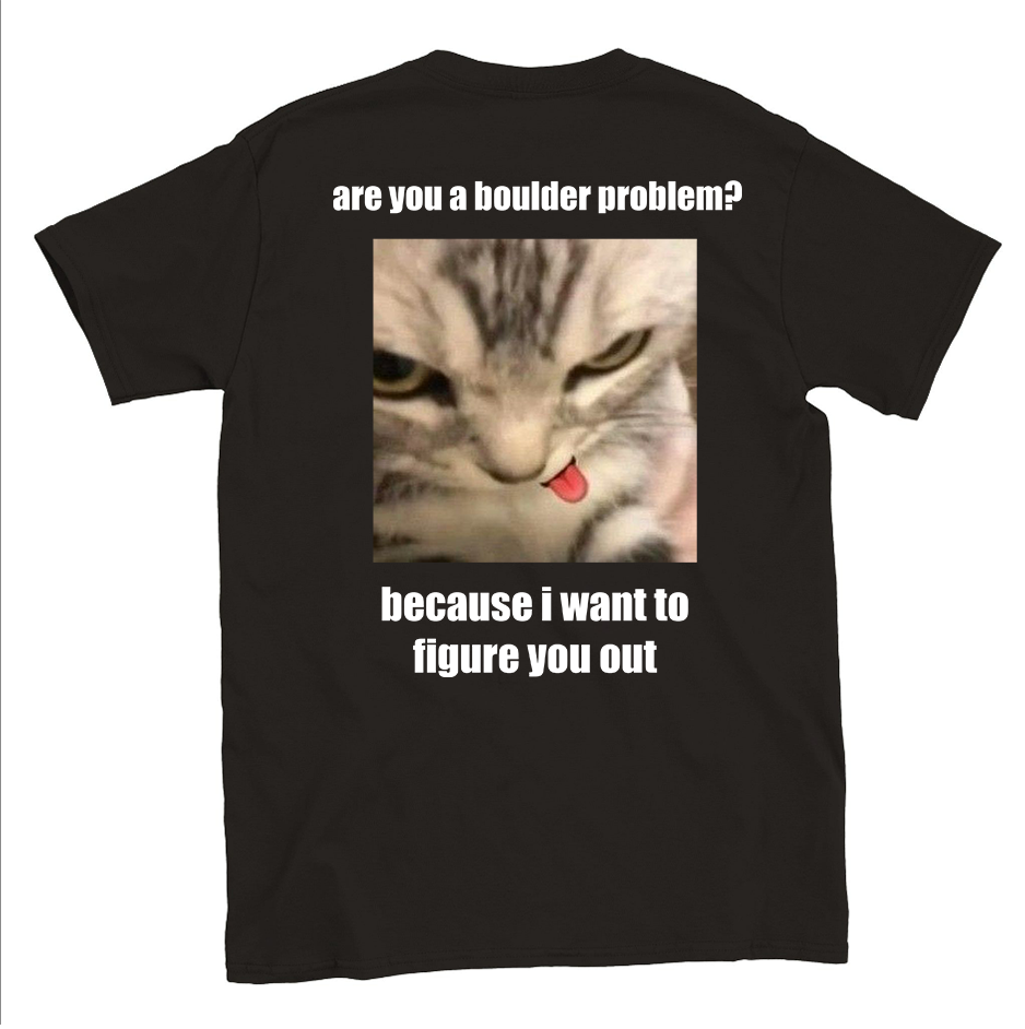 cat rizzler T-shirt backside